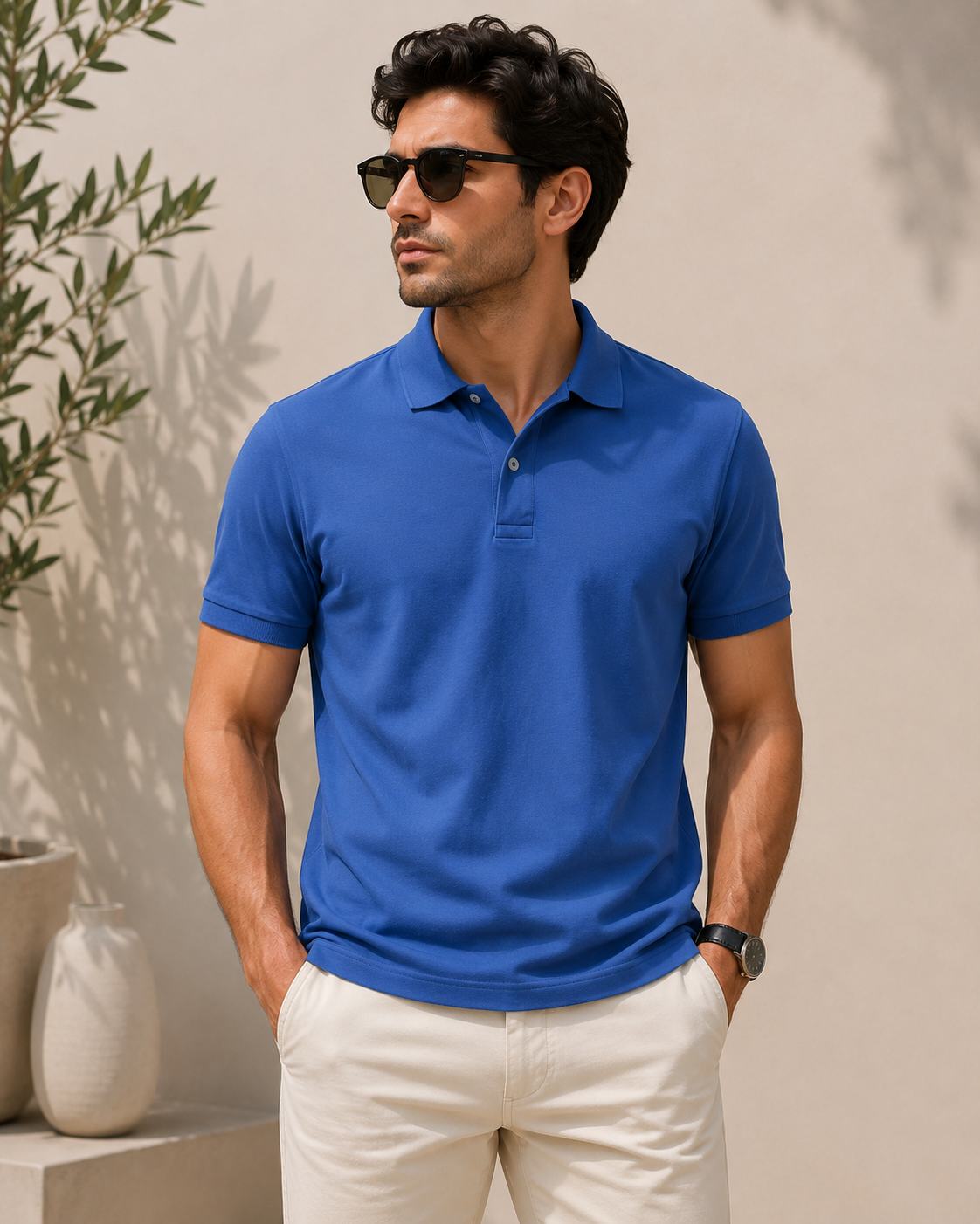 Nature Plus Men's Sea Blue Polo Shirt That Stays Cool All Day